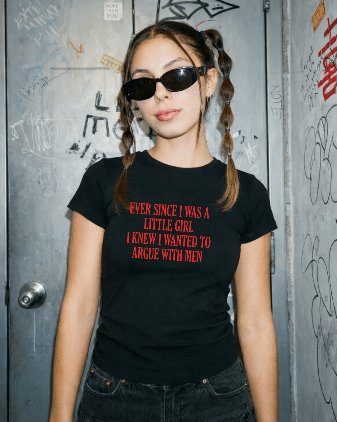 Argue With Men Baby Tee | Feminist Cropped Slogan T-Shirt - Vintage Rebels
