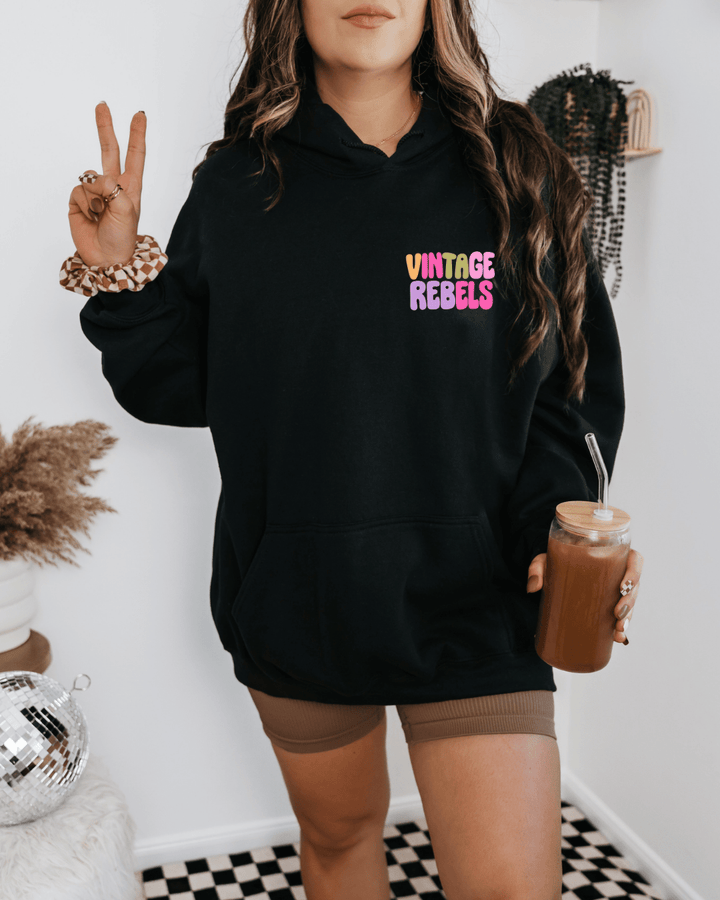 Be A Bad Bitch Not A Sad Bitch Hoodie | Black Back Print Graphic Hoodie - Vintage Rebels