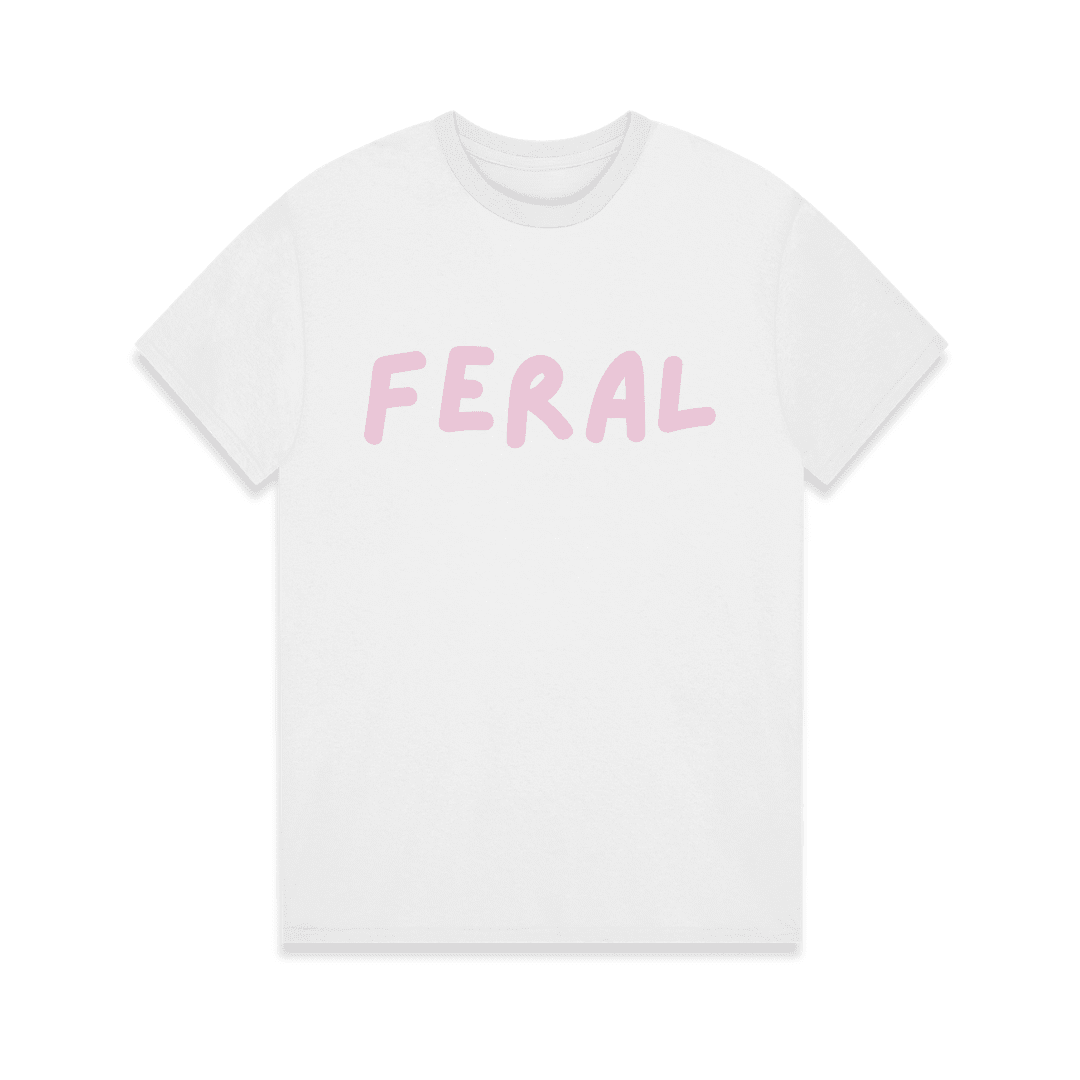 Feral graphic baby tee white cropped fitted t shirt detail