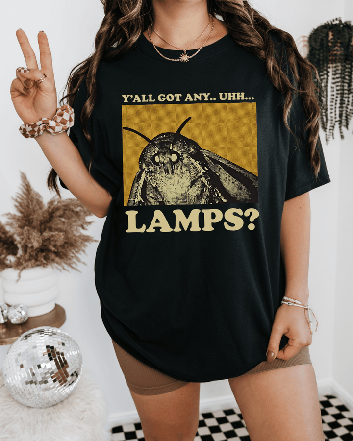 Moth Lamps Meme Graphic Tee | Funny Black Vintage T-Shirt - Vintage Rebels